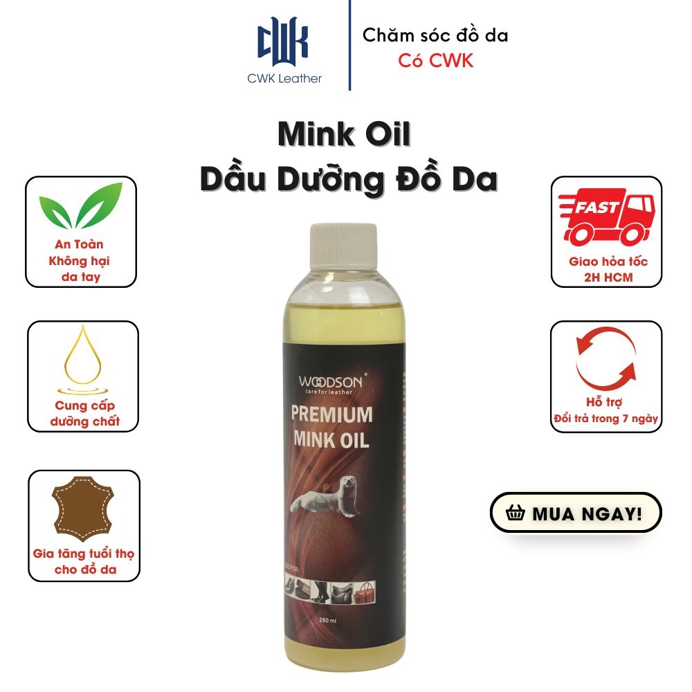 Mink oil mỡ chồn nguyên chất dưỡng đồ da WoodsonChuyên bảo dưỡng, khôi