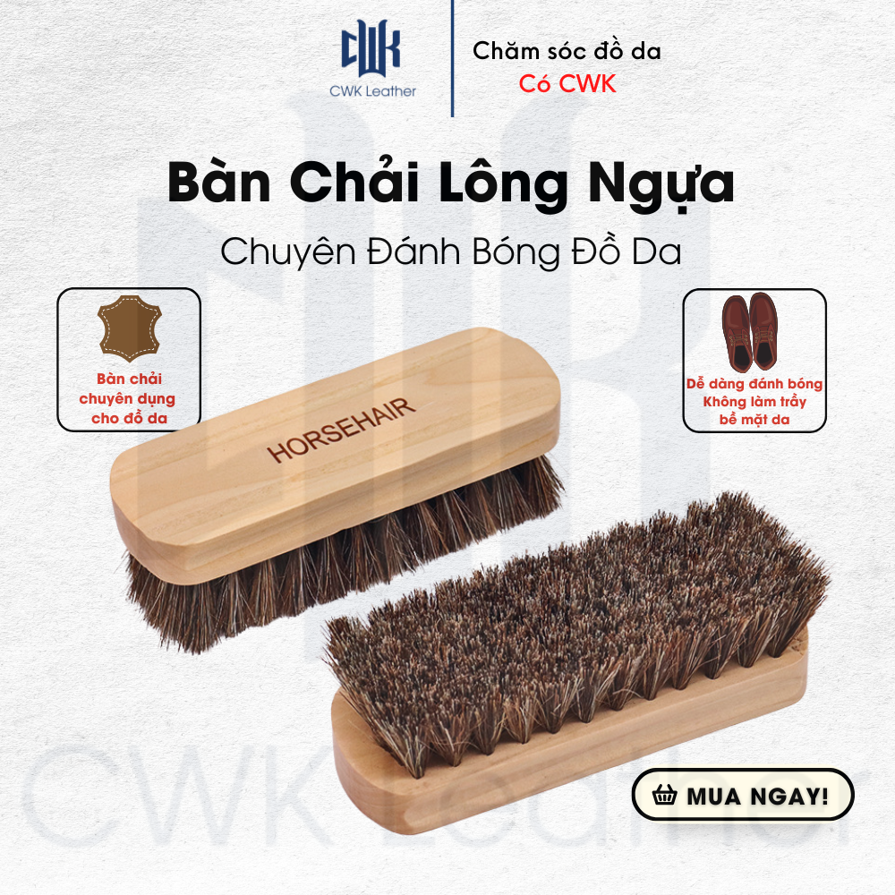 Bàn Chải Lông Ngựa Đánh Giày Da Cao Cấp – Lông Mềm Không Làm Xước Da – Dụng Cụ Vệ Sinh Giày Chuyên Nghiệp