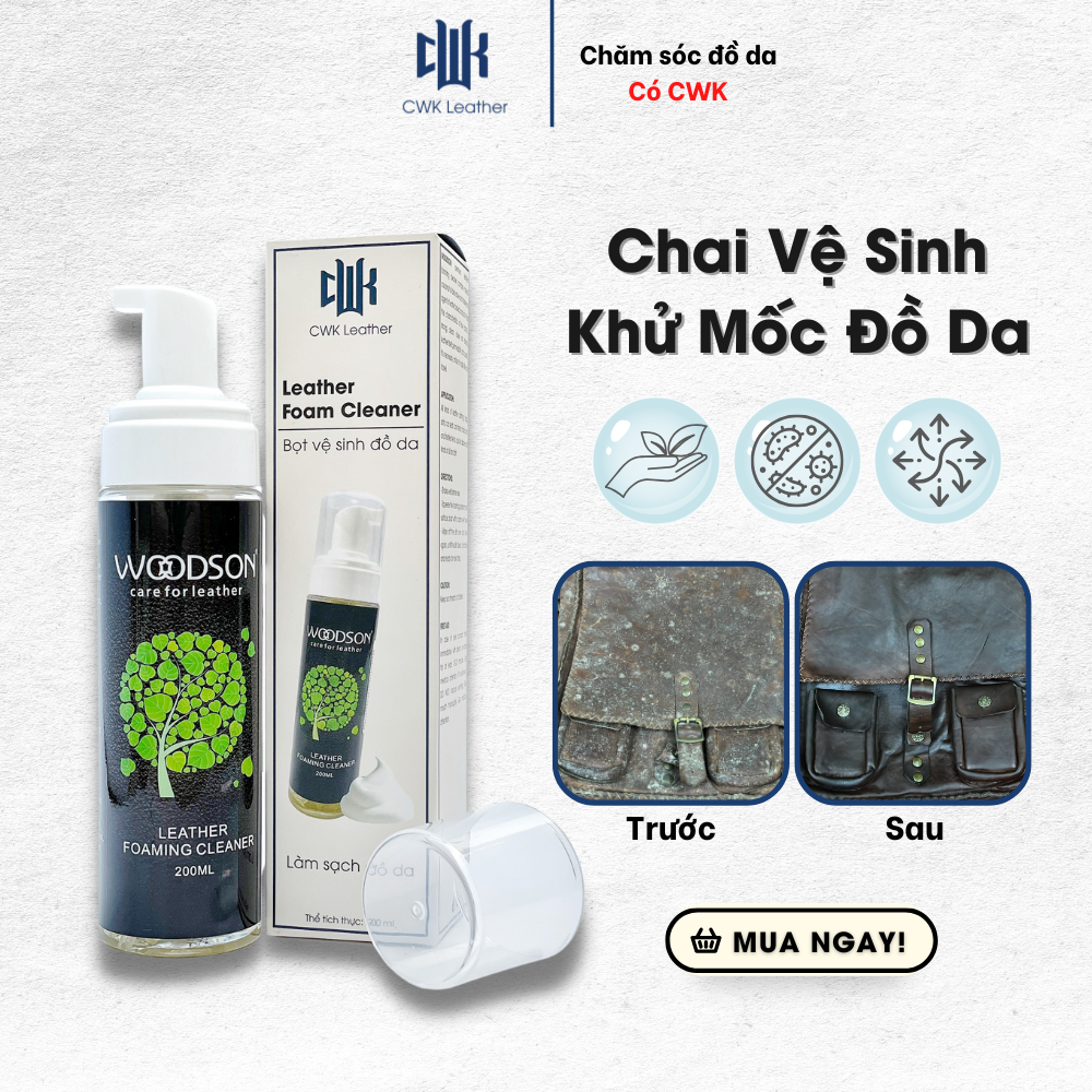 Bọt Vệ Sinh Đồ Da Woodson – Giải Pháp Vệ Sinh Khử Mốc, Khử Mùi Hiệu Quả Cho Đồ Da