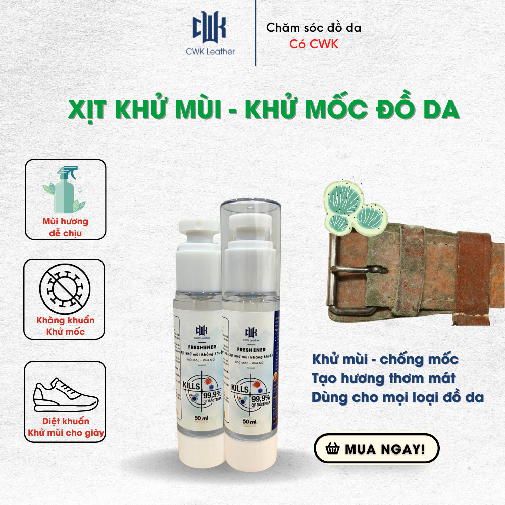 Xịt khử mùi, chống mốc, kháng khuẩn cho giày, túi xách, áo, ví da