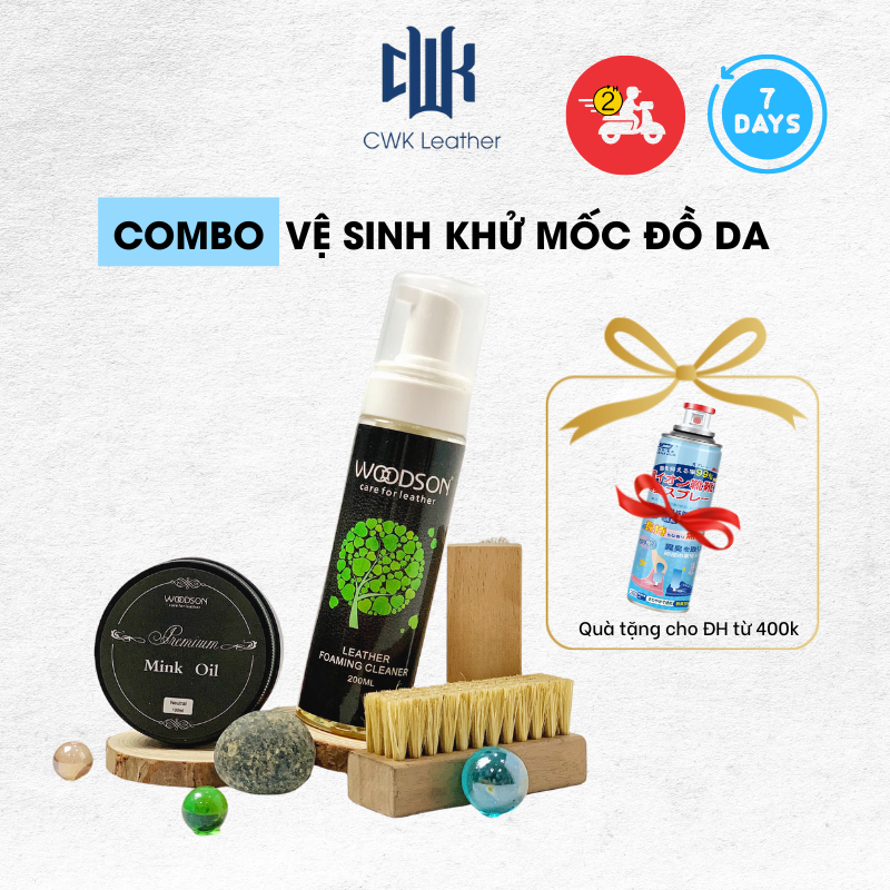 Bộ vệ sinh, khử mốc chăm sóc bảo dưỡng giày da, áo da, túi xách da