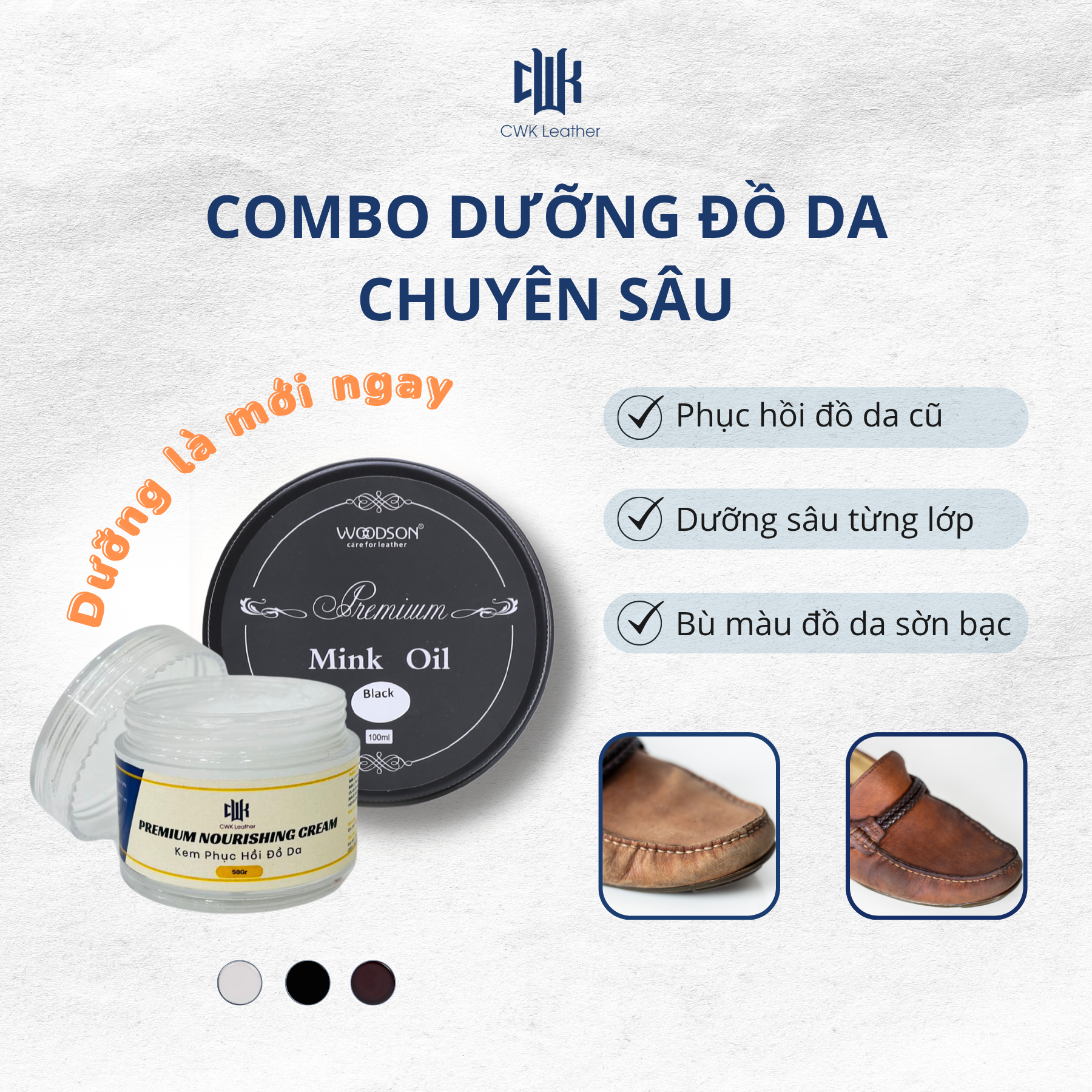 Combo dưỡng đồ da chuyên sâu Woodson