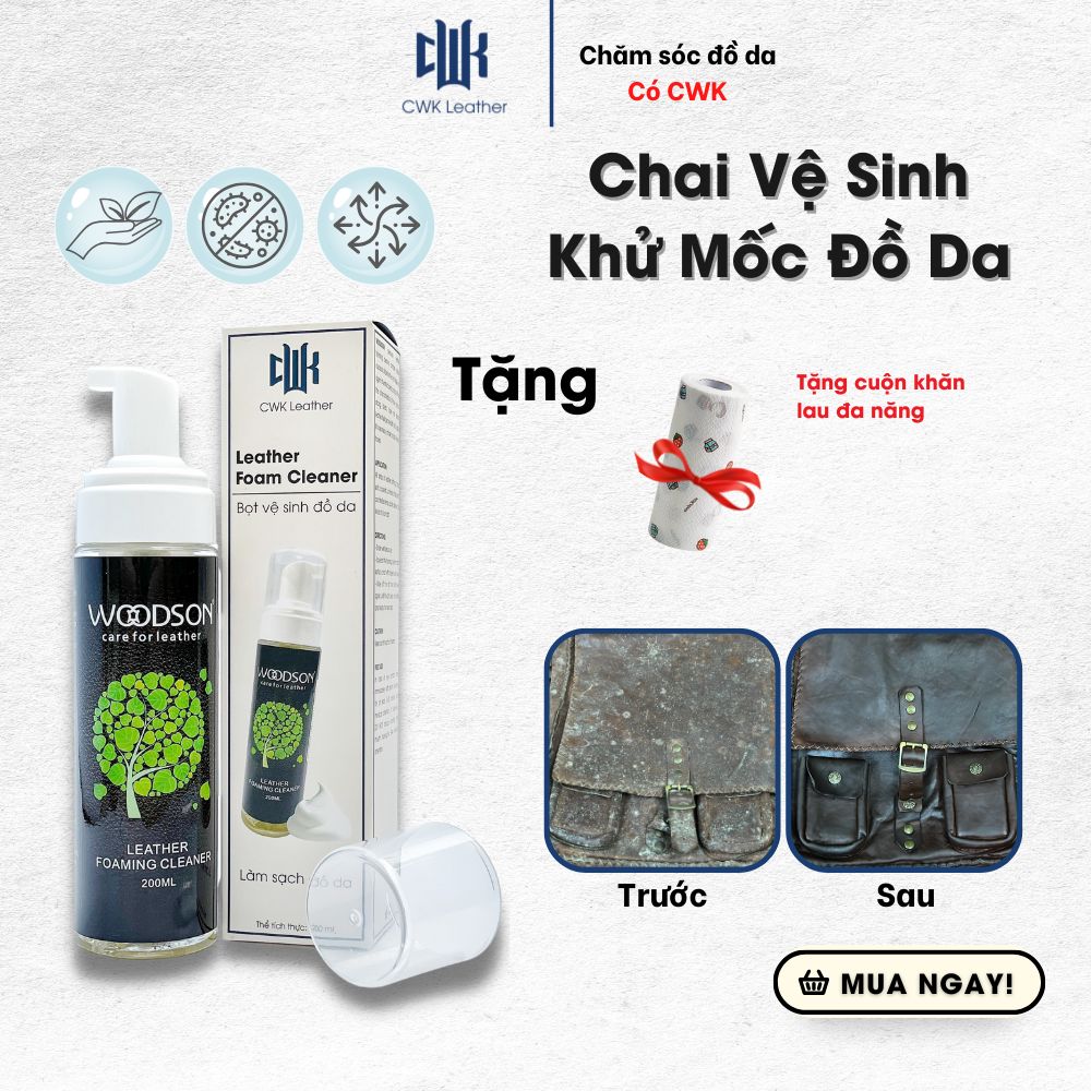 Bọt Vệ Sinh Đồ Da Woodson – Giải Pháp Vệ Sinh Khử Mốc, Khử Mùi Hiệu Quả Cho Đồ Da