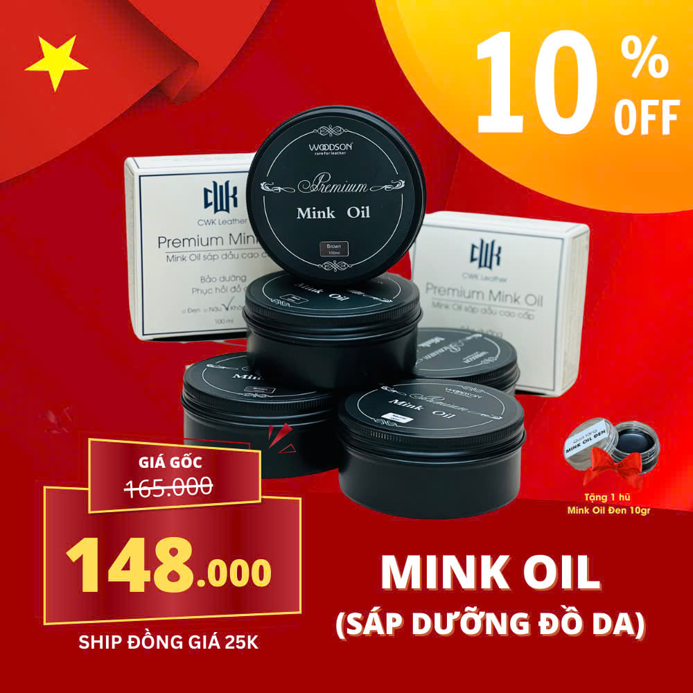 Sáp dưỡng đồ da mink oil mỡ chồn chuyên bảo dưỡng chăm sóc áo da, giày da, túi da, ví da, ghế da